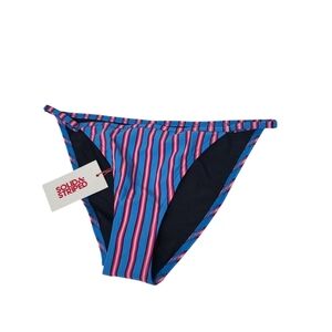 NWT Solid & Striped The Lulus Tropical Striped Blue Pink Bikini Bottom L